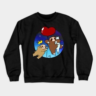 Heart Balloon Sloths and Cats - Night Sky Crewneck Sweatshirt